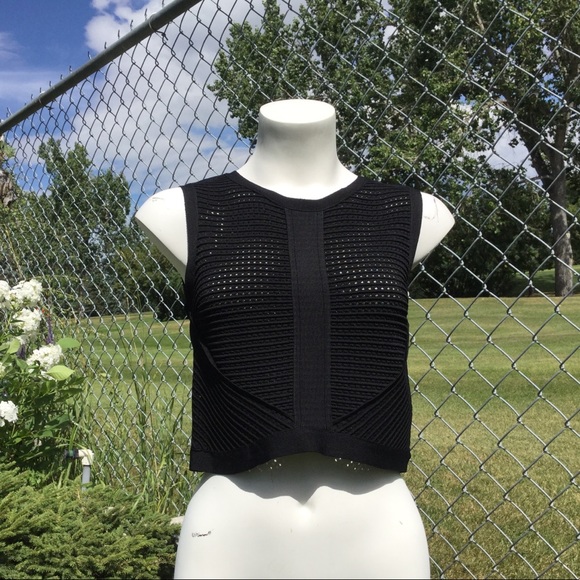 NWT Bebe Sheer Stripe Sweater Tank Black - Picture 3 of 10